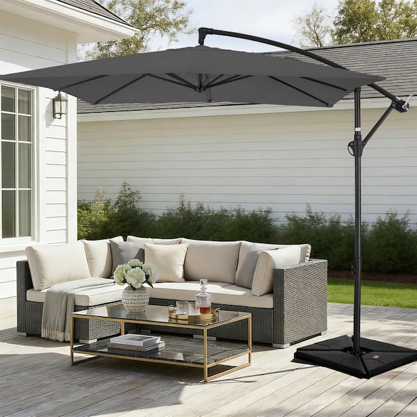 jersey square patio umbrella 9/10/11/12ft Wood Pattern Cantilever letting you precisely block the sun from dawn till dusk 8' x 8' Saville Square