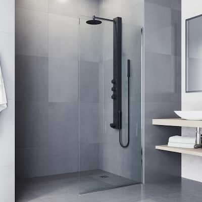 Bowery 58 in. x 4 in. 4-Jet High Pressure Shower Panel System with Circular Rainhead and Tub Filler in Matte Black