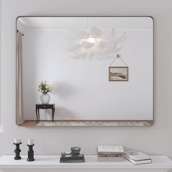 Klajowp 40 in. W x 32 in. H Large Rectangular Framed Wall Mounted Bathroom Vanity Mirror in Brushed Nickel