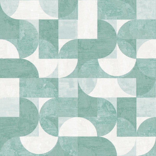 Tempaper Marine Green Composed Shapes Vinyl Peel and Stick Wallpaper Roll (Covers 28 sq. ft.)