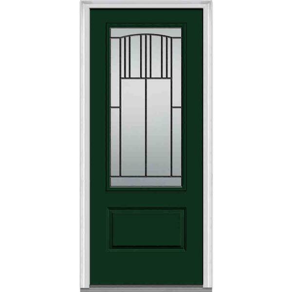 MMI Door 36 in. x 80 in. Madison Left-Hand 3/4 Lite 1-Panel Classic Primed Fiberglass Smooth Prehung Front Door