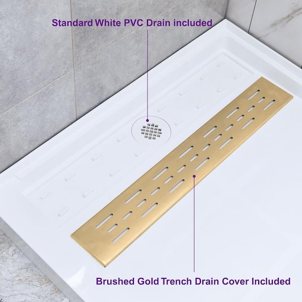 WOODBRIDGE 48 in. L x 36 in. W Alcove Zero Threshold Shower Pan Base with  Left/Right Drain in Black,Low Profile,Wheel Chair Access HSB4301 - The Home  Depot