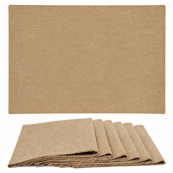 Linen Cotton Linen Blend Placemats Set of 6, Washable Farmhouse Dining Table Mats for Indoor and Outdoor Use