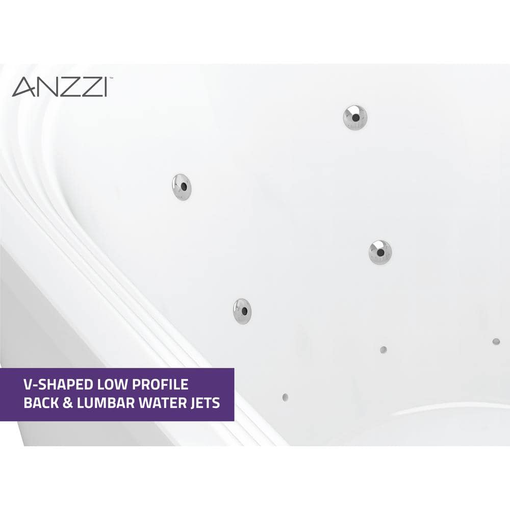 Sofi 67" Freestanding White Acrylic Whirlpool Bathtub with Heater