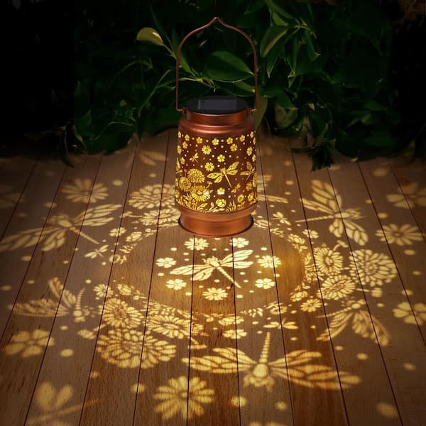 Dragonfly Solar Lanterns Outdoor Waterproof, Metal Daisy Garden