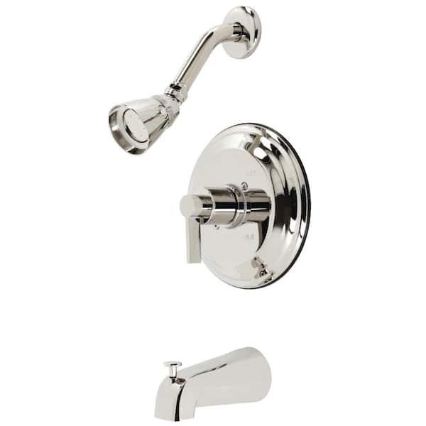 Kingston Brass NuvoFusion Single Handle 1-Spray Tub and Shower Faucet 2 GPM with Pressure Balance in Polished Nickel