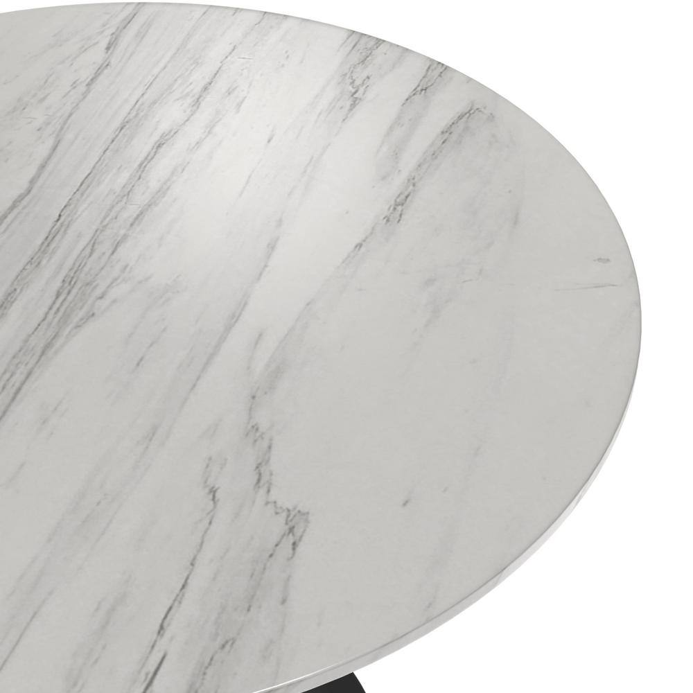 Verve 36" Round Sintered Stone Table with Black Steel Base