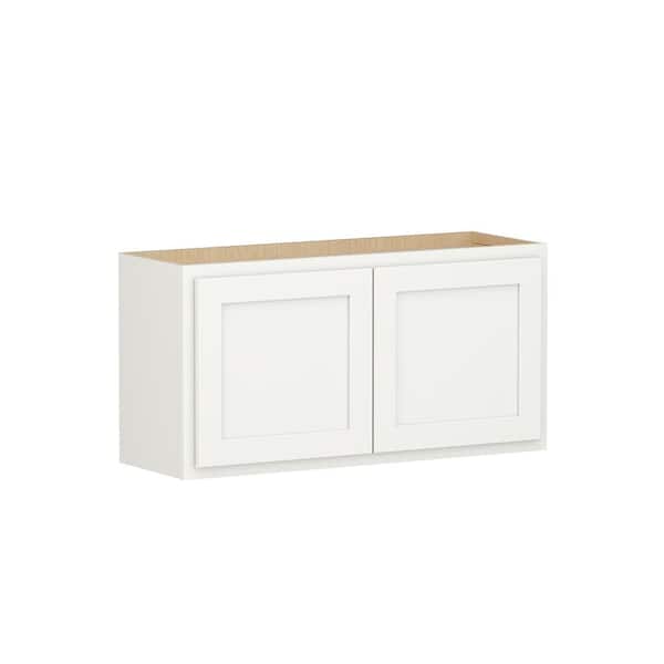 Shaker Partial Overlay 36 in. W x 12 in. D x 18 in. H Plywood Assembled Wall Kitchen Cabinet in Linen White