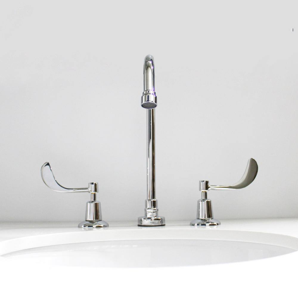 Elegant Polished Chrome Gooseneck Bathroom Sink Faucet with Vandal-Resistant Wrist Blade Handles