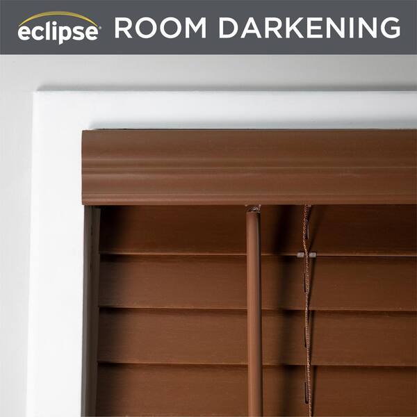 Eclipse Dark Oak Cordless Room Darkening Venetian Faux Wood Blinds