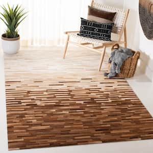 Studio Leather Ivory Brown 3 ft. x 5 ft. Distress Area Rug