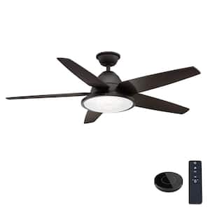 Berwick 52 in. LED Espresso Bronze Ceiling Fan with Light and Remote Control works with Google and Alexa