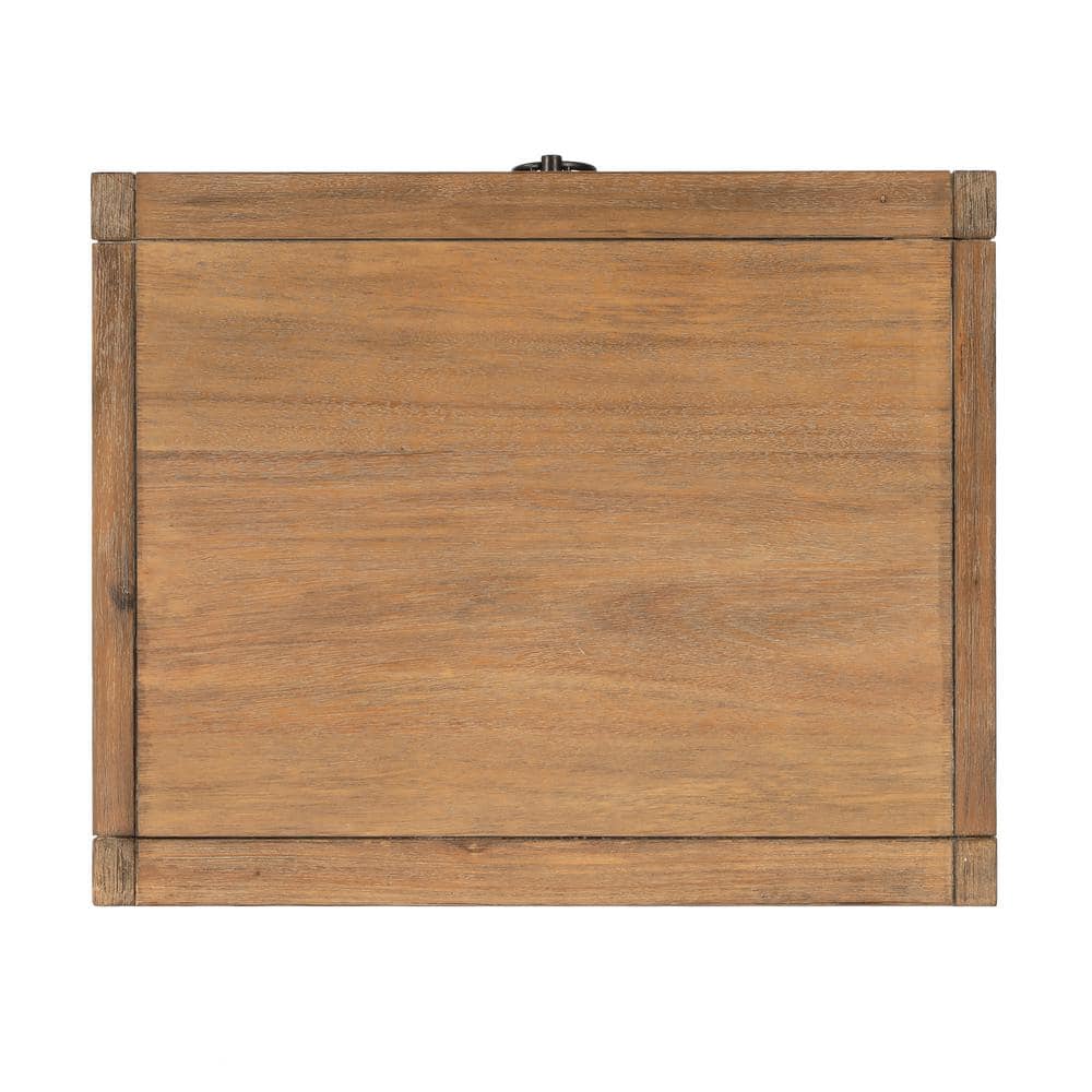 Transitional Modern Natural Wood and Black Metal End Table with Storage