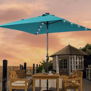 6.5 ft. x 6.5 ft. LED Square Patio Market Umbrella with UPF50+, Tilt Function and Wind-Resistant Design, Lake Blue