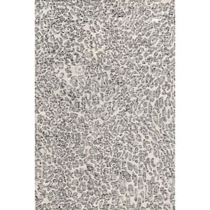 Vivien Leapord Hand Tufted Wool Charcoal 9 ft. x 12 ft. Modern Area Rug