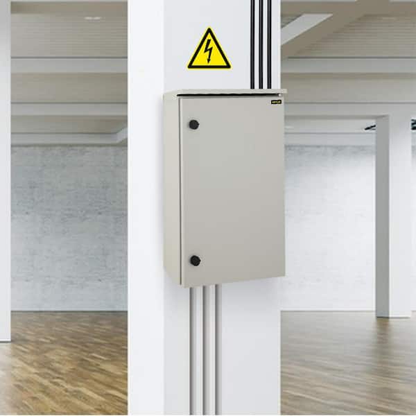 Electrical Enclosure Box 24 x 16 x 8 in. NEMA 4X Junction Box IP65 Carbon Steel Hinged with Rain Hood for Outdoor Indoor