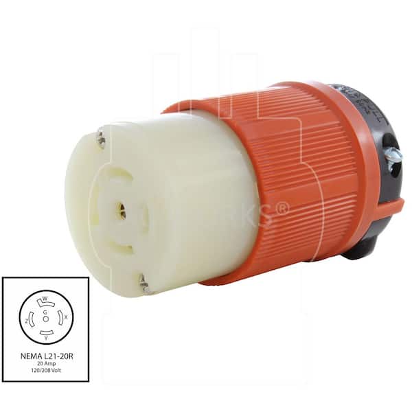 AC WORKS NEMA L21-20R 20A 3-Phase 120/208V 3PY, 5-Wire Locking