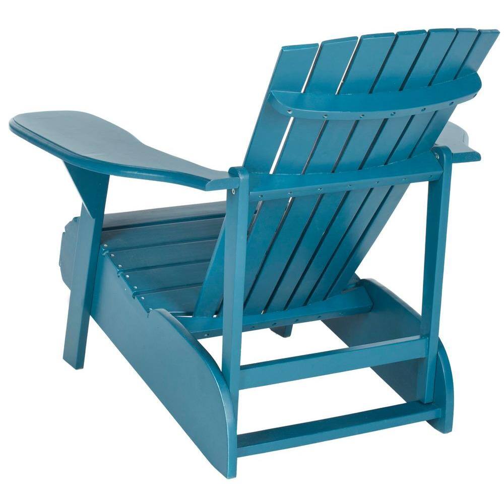 Transitional Teal Acacia Wood Arm Chair with Wide Rest