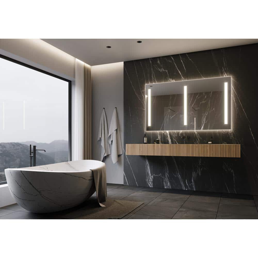 Verano 60 in. W x 35 in. H Rectangular Frameless Wall Mounted Bathroom Vani