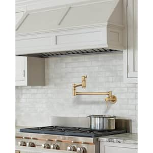 Wall Mounted Pot Filler with Double Cross Handle and Brass in Gold