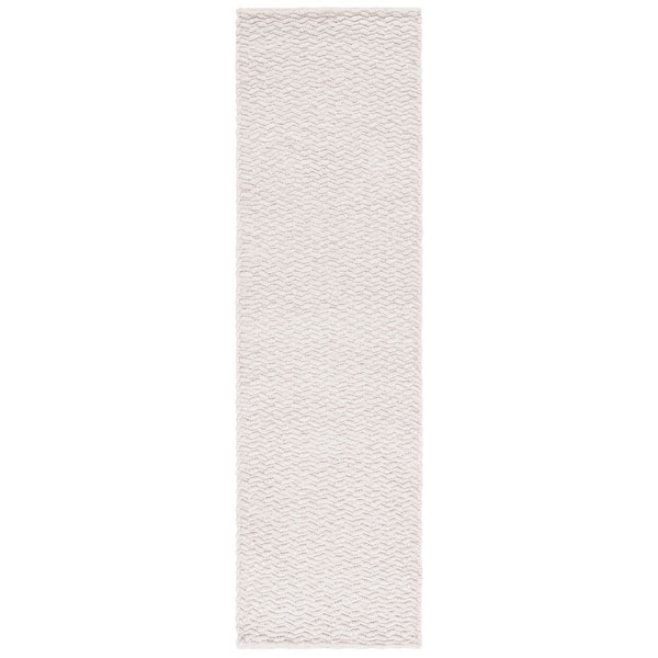 Natura 2 ft. x 8 ft. Beige Zig-Zag Solid Distressed Runner Rug