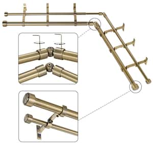 1 inch Adjustable Double Bay Window Curtain Rod with Finial 32''-86'' - Antique Bronze