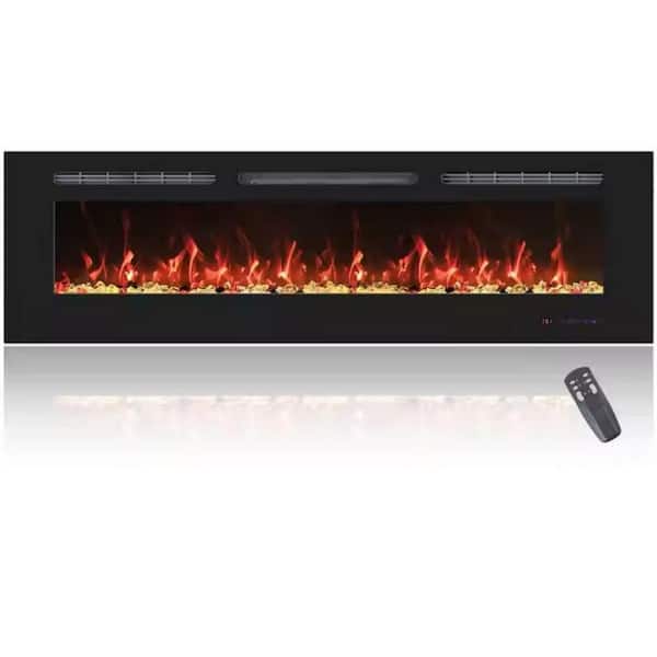 INNOBULE 72 in. Wall Mount LED Technology Electric Fireplace Glass with Timer Function from 1-9h in Black