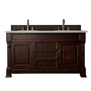 Brookfield 60 in. W x 23.5 in. D x 34.3 in. H Bathroom Vanity in Burnished Mahogany with Eternal Serena Quartz Top
