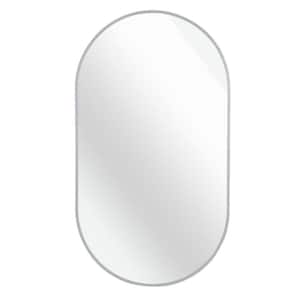 Anky 20 in. W x 33 in. H Oval Pill Shape Aluminum Alloy Bathroom Vanity Wall Mirror Horizontal and Vertical in Silver