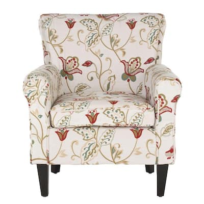 black and white floral accent chair