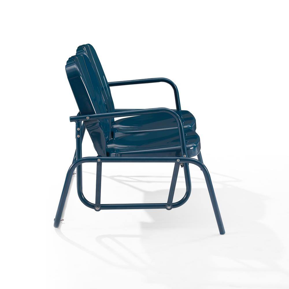 Navy Metal Two-Seat Outdoor Loveseat Glider
