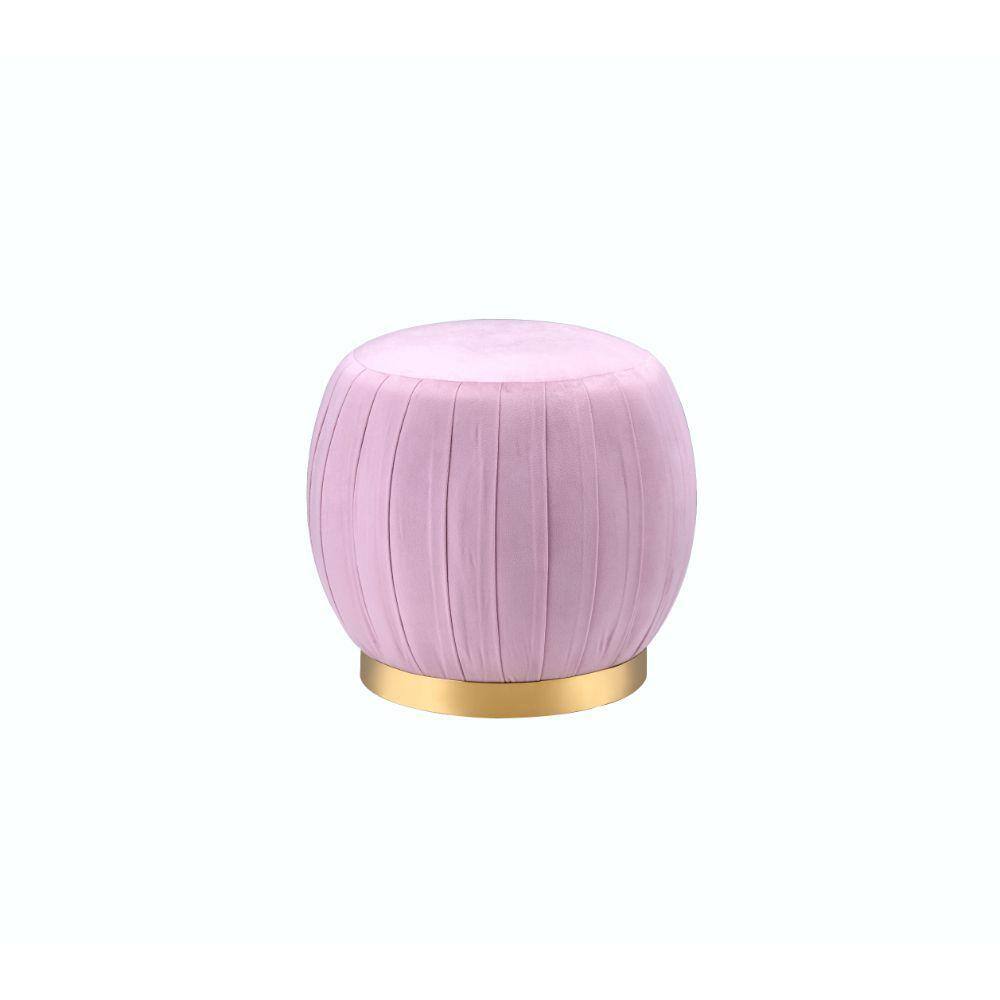 Ottoman Footstool with Pink Velvet Metal Base