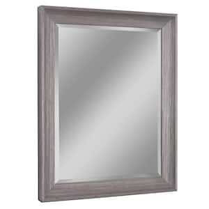 27 in. W x 33 in. H Framed Rectangular Beveled Edge Bathroom Vanity Mirror in Dark Teak