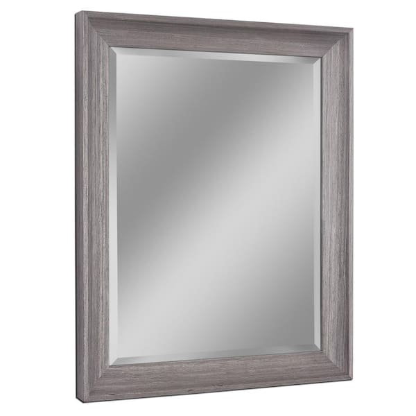 Deco Mirror 27 in. W x 33 in. H Framed Rectangular Beveled Edge Bathroom Vanity Mirror in Dark Teak