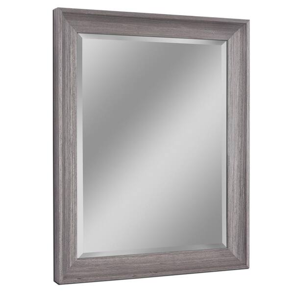 Deco Mirror 29 in. W x 41 in. H Framed Rectangular Beveled Edge Bathroom Vanity Mirror in Light grey finish