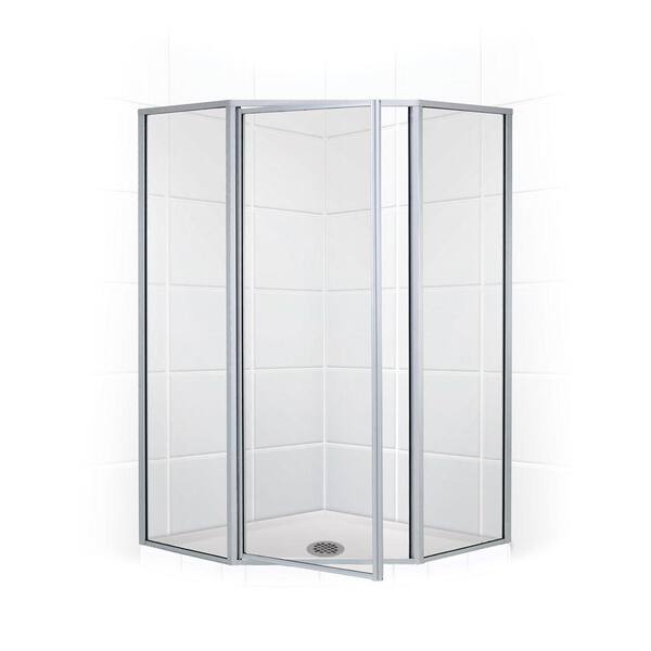 Coastal Shower Doors Legend Series 54 in. x 70 in. Framed Neo-Angle Swing Shower Door in Platinum and Clear Glass