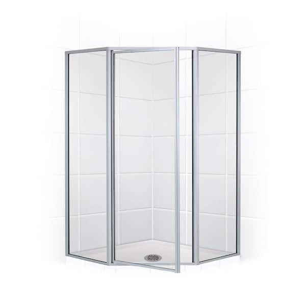 Coastal Shower Doors Legend Series 56 in. x 70 in. Framed Neo-Angle Shower Door in Platinum and Clear Glass
