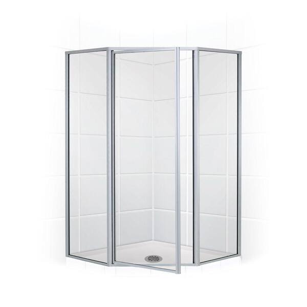 Coastal Shower Doors Legend Series 57 in. x 70 in. Framed Neo-Angle Swing Shower Door in Platinum and Clear Glass