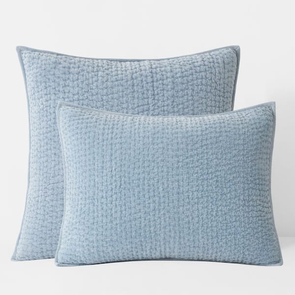 The Company Store Ophelia Velvet Light Blue Cotton Euro Sham