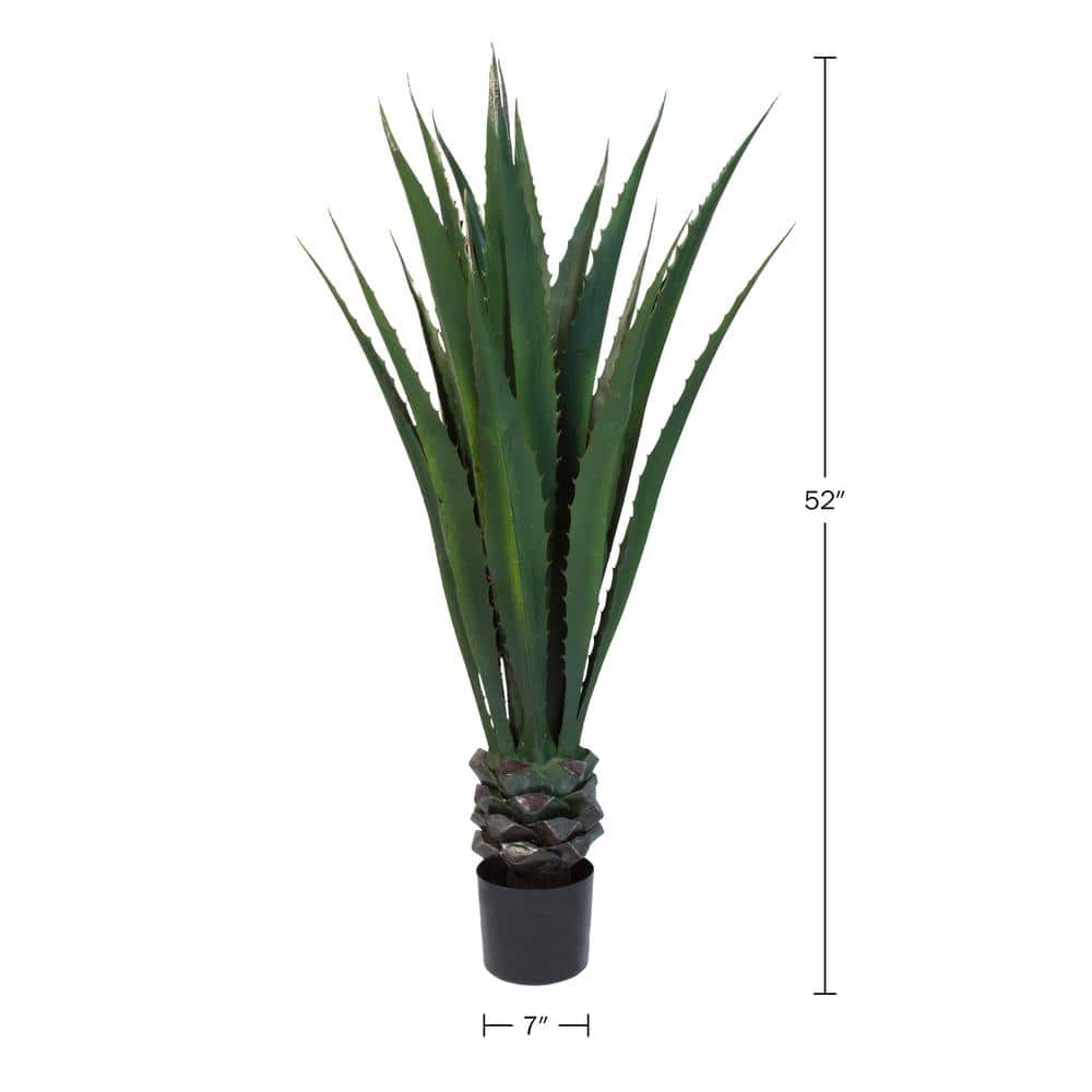 52-Inch Green Plastic Agave Faux Succulent Floor Plant Set