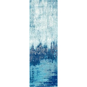 Alayna Abstract Blue 3 ft. x 8 ft. Runner Rug
