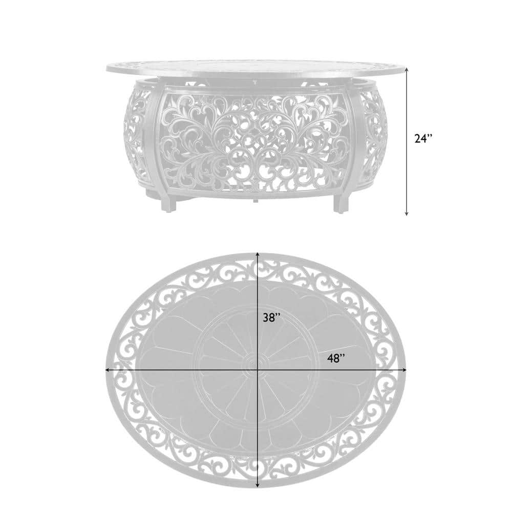 53" Bronze Cast Aluminum Gas Fire Pit Table
