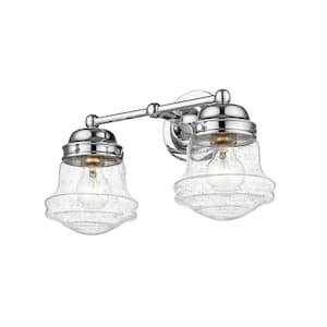 Vaughn 15.5 in. 2 Light Chrome Vanity Light with Glass Shade