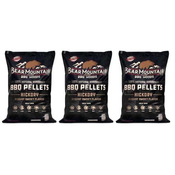 BEAR MOUNTAIN PREMIUM BBQ WOODS All-Natural Hardwood Hickory Smoker Pellets, 40 lbs. (3-Pack)