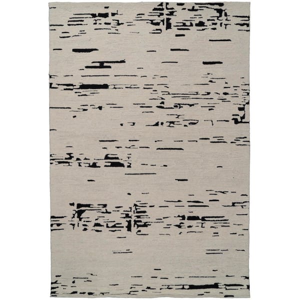 Trono 5 ft. X 8 ft. Black/White Abstract Indoor/Outdoor Area Rug