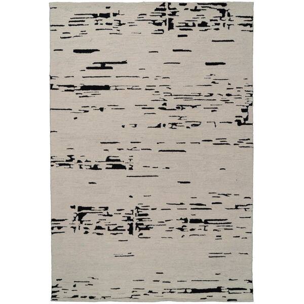 Trono 9 ft. X 12 ft. Black/White Abstract Indoor/Outdoor Area Rug