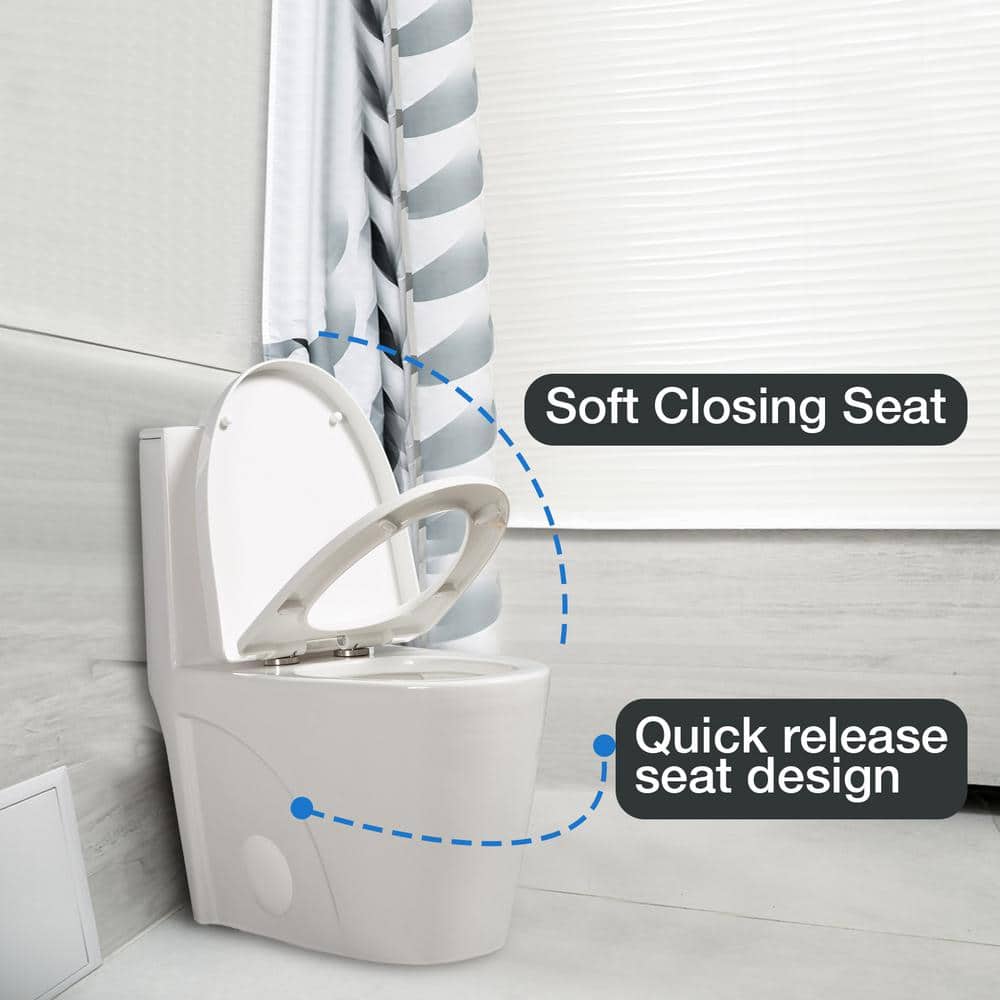 Glossy White Dual Flush Comfort Height One-Piece Toilet