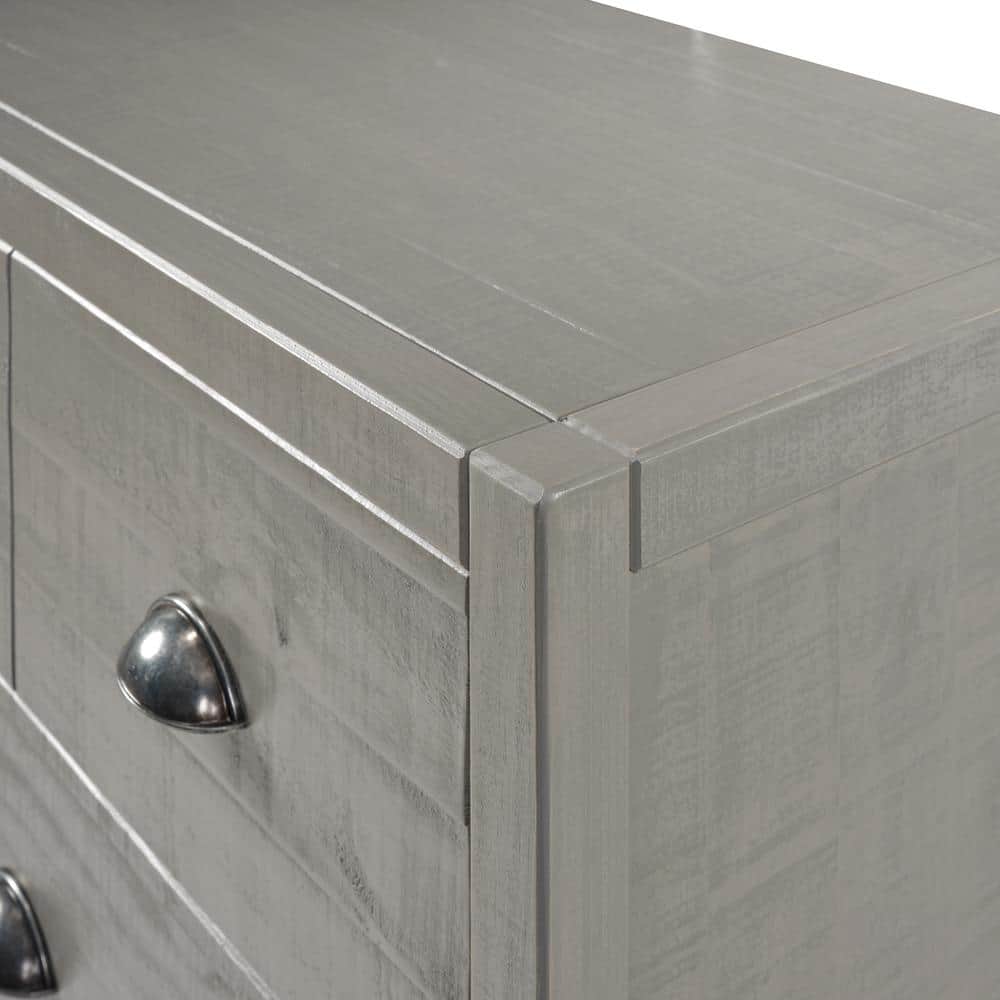 Hampton Driftwood Brown Pine Five Drawer Chest