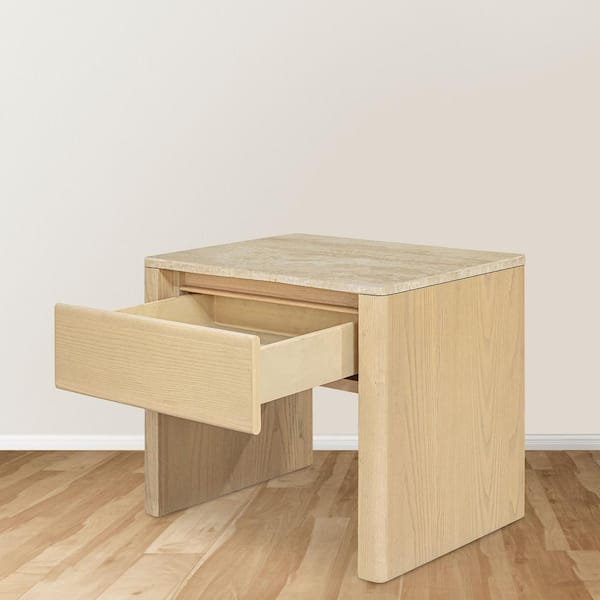 NADAAL STUDIOS Wickman Beige 1-Drawer 23.5 in. W Nightstand