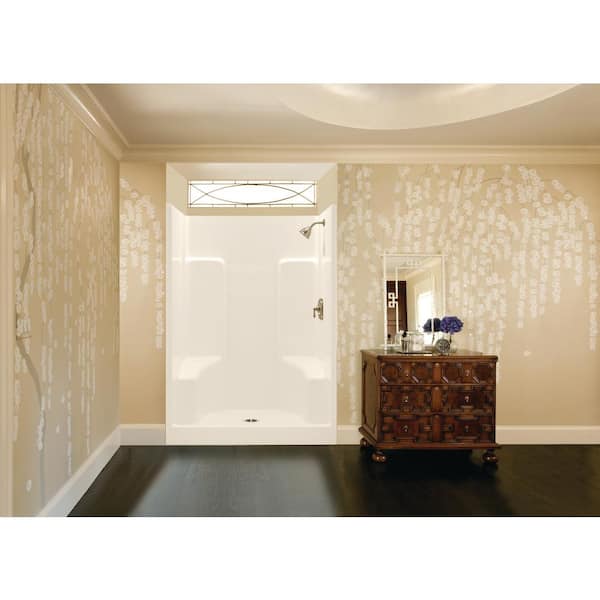 Aquatic Everyday 48 in. x 35 in. x 72 in. 1-Piece Shower Stall with 2 Seats and Center Drain in Bone
